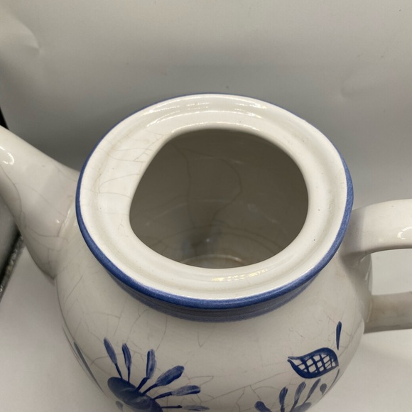 Vintage Corelle Coordinates Oceanview Stoneware Teapot Blue White Retired. - Picture 7 of 8